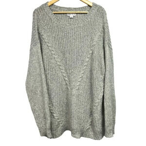Ava & Viv 2X Sweater Ribbed Plus Size Target Gray Mixed Knit Round Neck